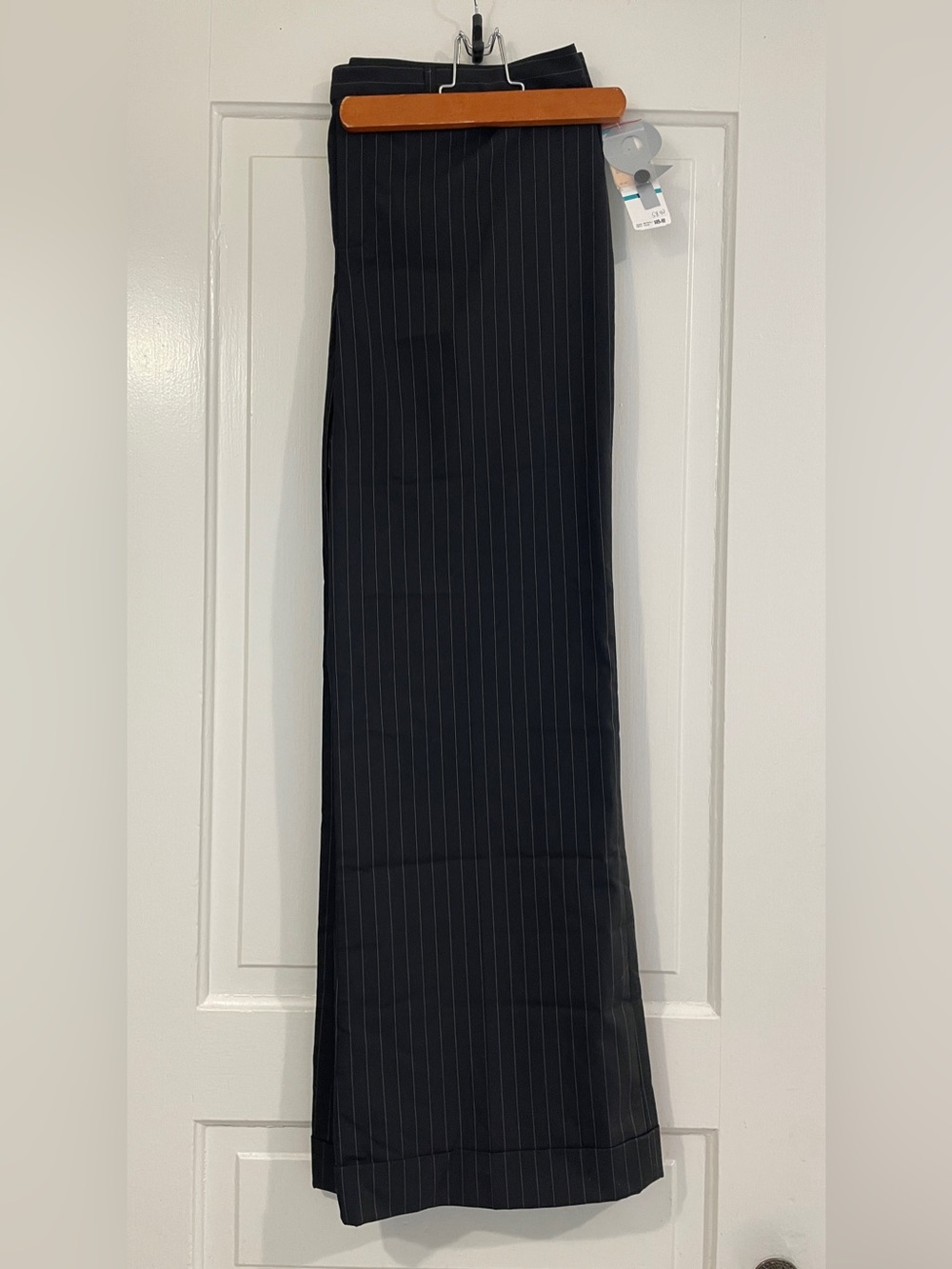 Nine West Black Pinstripe Cuffed Trousers
